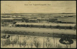 ARYS/ **c 1914 (21.5.) 1K-Steg Auf S/w.-Foto-Ak.: Gruss Vom Truppenübungsplatz Arys (Brackenlager) Klar Gest.... - Other & Unclassified