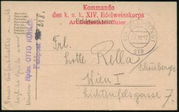 ÖSTERREICH 1917 (Dez.) Roter 3L: Kommando/des K.u.k. XIV. Edelweisskorps/ Artilleriestabsoffizier + Schw. 2K:... - Other & Unclassified