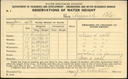 CANADA 1957 (Jan) PP 2 C. Georg VI., Oliv: Water Resources Division, VANCOUVER, Rs. Tabelle "OBERVATIONS OF WATER... - Other & Unclassified