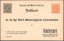 WÜRTTEMBERG 1918 7 1/2 Pf. Dienst-P ,orange: Kgl. Württ. Meteorolog. Centalstation (Stuttgt.) + Amtl.... - Other & Unclassified