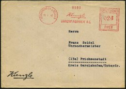 SCHWENNINGEN A.NECKAR/ Kienzle/ UHRENFABRIKEN AG. 1947 (11.4.) Seltener AFS-Typ "Hochrechteck" Klar Auf Firmen-Bf.:... - Other & Unclassified