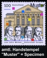 B.R.D. 1999 100 Pf. "1100 Jahre Weimar" = Schiller, Goethe, Wieland, Herder U. Nationaltheater + Amtl. Handstempel ... - Other & Unclassified