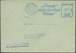 (15) WEIMAR 1/ "Besucht/ Die Goethe-Stadt/ Weimar" 1959 (20.2.) Seltener Blauer AFS = DDR-Dienstfarbe! + Viol. 2L:... - Other & Unclassified