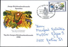 1000 BERLIN 12/ TAG DER JUNGEN BRIEFM.FREUNDE 1990 (6.5.) SSt = Wilhelm Buschs Lehrer "Lempel" , EF 60 Pf. Max... - Sonstige & Ohne Zuordnung