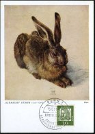 B.R.D. 1961 (15.6.) 10 Pf. Dürer + EF-SSt (BONN 1/f) Auf Maximum-ähnl.- Color-Ak.: A. DÜRER..Hase... - Other & Unclassified