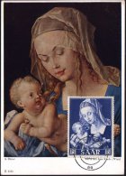 SAARLAND 1954 (27.12.) 15 Fr. Dürers "Maria Mit Der Birnenschnitte" = Marian. Jahr Klar Gest. (Saarbr.)... - Other & Unclassified
