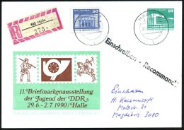 4020 D.D.R. 1990 (30.6.) 1K: 4020 HALLE 2 Auf PP 10 Pf. PdR Grün: 11. Briefmarkenausstellun Der Jugend Halle =... - Other & Unclassified