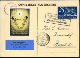 SCHWEIZ 1927 (17.2.) Sonderflug Pestalozzi , Schw. Ra.-SSt: 1.Luftpost Brugg - Yverdon/..Pestalozzi-Gedenkfeier, EF... - Other & Unclassified