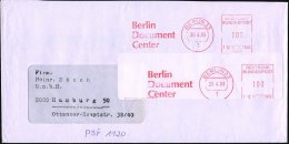 1 BERLIN 33/ F12 9653/ Berlin/ Document/ Center 1993 (20.4.) Seltener AFS 100 Pf. + 100 Pf. (2 Abdrucke) =... - Other & Unclassified
