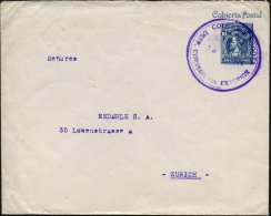 KOLUMBIEN 1924 (25.12.) 10 C. U "Cubierta Postal" Christoph Columbus, Blau (kl. Randmäng.) Viol. 2K: COLOMBIA... - Other & Unclassified