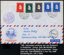 NIEDERLANDE 1952 (25.3.) Jan Van Riebeeck, überkpl. Satz (20 C. 2x) + Viol. Flp.-HdN (Segelschiff) Auf... - Other & Unclassified