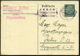 REGENSBURG 2/ A/ JEDER/ Volksgenosse/ Rundfunkhörer 1937 (15.9.) V I O L E T T E R  MWSt , Klar Gest.... - Other & Unclassified
