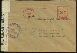 HAMBURG/ 37 1946 (4.1.) Aptierter AFS Ohne Abs.-Klischee = Hakenkreuz U. Text Entfernt + Viol. Zensur-1K: MILITARY... - Other & Unclassified