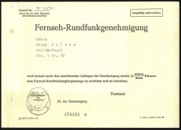 BERLIN-TEGEL 1/ S 1959 2K Auf Klappkarte: Fernseh-Rundfunkgenehmigung (links Reg.-Lochung Geschl.) Mit 13... - Other & Unclassified