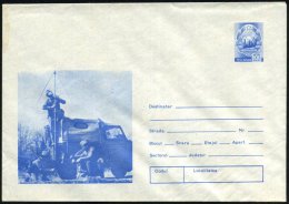 RUMÄNIEN 1976 55 B. Militär-U Staatswappen, Blau: Mobile Funkstation Auf Jeep (Aufbau Der Antenne)... - Other & Unclassified