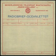 NIEDERLANDE 1936 Radio-Telegramm-Formular: "RADIO-HOLLAND" N.V. RADIOBRIEF-OCEANLETTER (kl. Eckbugspuren) Ungebr.... - Other & Unclassified