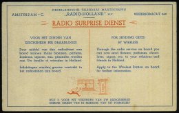 NIEDERLANDE 1930 Radio-Telegramm-Formular "RADIO SURPRISE DIENST" Von RADIO HOLLAND NV., Amsterdam (Eckbug-spur,... - Other & Unclassified