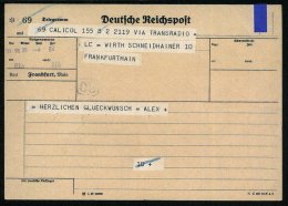Frankfurt/ Main 1939 (5.8.) Orts-Vordruck: Telegramm Amt Frankfurt, Main Aus Berlin , 2 Verschied. Viol.... - Other & Unclassified