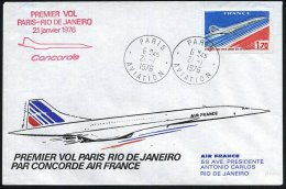 FRANKREICH 1976 (21.1.) Erstflug Concorde (Air France): Paris - Rio De Janeiro (rs. AS + Roter HdN) EF 1,70 Fr.... - Other & Unclassified