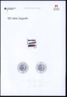 B.R.D. 2000 (Juli) 110 Pf. "100 Jahre Zeppelin-Luftschiffe" M. Amtl. Handstempel  "M U S T E R"  = Zeppelin "LZ-1"... - Other & Unclassified