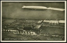 Leipzig-Mockau 1930 (12.9.) S/w.-Foto-Ak.: Luftschiff "Graf Zeppelin" Auf Dem Flugplatz = Junkers-Luftbild (rs. Hs.... - Other & Unclassified