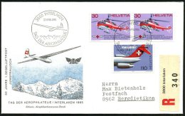 SCHWEIZ 1985 (Apr.) SSt: 3800 INTERLAKEN/TAG DER AEROPHILATELIE = Segelflugzeug (über Alpen) 2x Auf... - Other & Unclassified