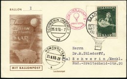 SAARLAND 1953 (20.9.) SSt.: SAARBRÜCKEN/INTERNAT./WETTFAHRT/FREIBALLON In Ballonform A. EF 12+3 Fr. "Die Gute... - Other & Unclassified