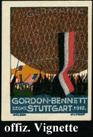Stuttgart 1912 (Okt.) Ungez., Offiz. Color-Vignette: GORDON-BENNETT (Ballon, Flaggen) Orig.G. (Uhv. Karl Diem) - Other & Unclassified