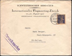 SCHWEIZ 1927 (16.6.) 1K-Gitter: FLUGPLATZ ZÜRICH (DÜBENDORF)/* , Klar Gest. Organisations-SU: SCHWEIZ.... - Other & Unclassified