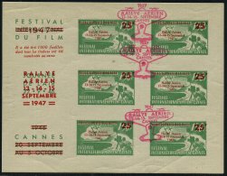 FRANKREICH 1947 (Sept.) 25 F./150 F. Ungez. Spendenmarken-Kleinbogen "FESTIVAL DU FILM 1947 CANNES" (roter... - Other & Unclassified