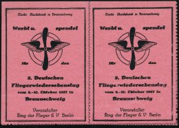 Braunschweig 1927 (Okt.) Rosa Reklame-Vignette: 2. Deutscher Fliegerwiedersehenstag (Flügel-Propeller-Logo)... - Other & Unclassified