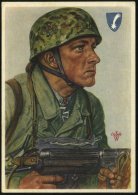 DEUTSCHES REICH 1940 Color-Propaganda-Künstler-Ak.: Fallschirmjäger Feldwebel Arpke, Sign. W. W(illrich)... - Other & Unclassified
