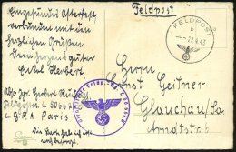 DT.BES.FRANKREICH 1943 (22.4.) 1K: FELDPOST/b/--- + Viol. 1K-HdN: Feldp.-Nr. L 50 667 + Hs. Abs.: ".. L 50667..... - Other & Unclassified