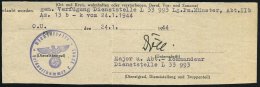 DEUTSCHES REICH 1944 Viol. 1K-HdN: Feldpostnr. L 51 955 + Viol. 3L: Major../Truppendienststelle/Feldpostnr. L 51955... - Other & Unclassified