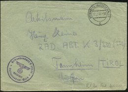 STERNBERG (OSTSUDETENLAND) 1/ C 1941 (17.2.) 2K + Viol. 1K-HdN: Feldpostnummer L 15416 = Res. Flak-Abtlg. 387 (Bf.... - Other & Unclassified