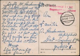 Jever 1940 (16.10.) Stummer 1K-Brücke = Tarnstempel Jever + Roter 3L: Truppenarzt Bei... - Other & Unclassified