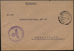 DÜSSELDORF 1/ X 1944 (18.4.) 2K + Viol. 1K-HdN: Fliegerhorstkommandantur Düsseldorf + Rs. Roter 1L:... - Other & Unclassified