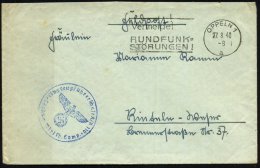 OPPELN 1/ A/ Vermeidet/ RUNDFUNK-/ STÖRUNGEN! 1940 (27.8.) MWSt + Blauer 1K-HdN: Flugzeugführerschule A/B... - Other & Unclassified