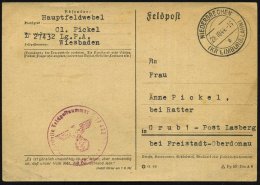 NIEDERBRECHEN/ A/ (KR LIMBURG,LAHN) 1944 (28.10.) 2K + Roter 1K-HdN: Feldpostnr. L 27 432 = 2. Kp. Luftnachrichten... - Other & Unclassified