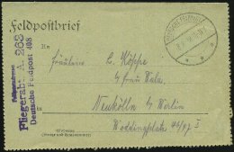 DEUTSCHES REICH 1918 (8.8.) 1K-Steg: DEUTSCHE FELDPOST/*** = Tarnstempel + Seltener, Viol. 3L: .. Fliegerabt. A.... - Other & Unclassified