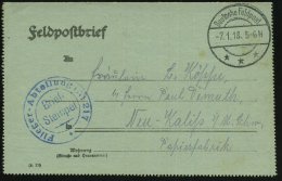 DEUTSCHES REICH 1918 (7.1.) 1K-Steg: Deutsche Feldpost/*** = Tarnstempel + Seltener, Blauer 2K-HdN:... - Other & Unclassified