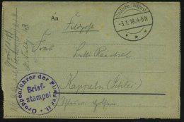 DEUTSCHES REICH 1918 (3.1.) 1K-Steg: DEUTSCHE Feldpost/*** = Tarnstempel + Sehr Seltener, Viol. 1K-HdN:... - Other & Unclassified