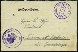 DEUTSCHES REICH 1916 (5.1.) Viol. 1K-Steg: Geprüft/Offiz. Vom/Dienst + Viol. 2K-HdN: Feld-Flieger-Abteilung... - Other & Unclassified