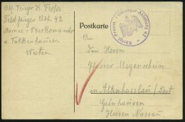 DEUTSCHES REICH 1915 Viol. 1K: Königl. Preuss. Feldflieger-Abteilung 42 (Nr.196) + Hs. Abs.: "..Feldflieger... - Other & Unclassified