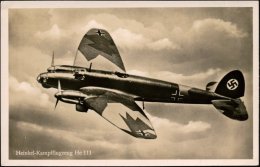 DEUTSCHES REICH 1939 (ca.) S/w.-Foto-Ak.:  Heinkel  He 111, Frühe Version (mit Tarnbemalung) Ungebr. (Verlag... - Other & Unclassified