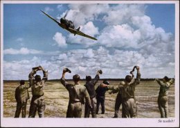 DEUTSCHES REICH 1942 (ca.) Color-Foto-Ak.: "Sie Wackelt !"  = Me 109 Nach Luftsieg Von P.K.-Fotograf Grosse ,... - Other & Unclassified