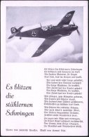 DEUTSCHES REICH 1940 S/w.-Foto-Ak.: Messerschmitt Bf 109 + Liedtext "Es Blitzen Die Stählernen Schwingen" ,... - Other & Unclassified