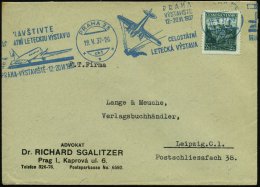 TSCHECHOSLOWAKEI 1937 (19.5.) Blauer BdMWSt: PRAHA 2/..PRAHA VYSTAVISTE.. = 2 Texte = 2x Flugzeug Douglas DC-2 ,... - Other & Unclassified
