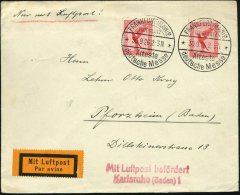 Karlsruhe (Baden) 1/ MLb 1926 (30.9.) Roter 2L (Mi.F 59-02 A, + 18.- EUR) 2x 10 Pf. Adler (Mi.379 MeF) 2x HWSt.:... - Other & Unclassified