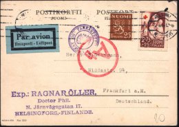 FINNLAND 1941 (2.2.) Rotkreuz 2,75 M.+ 25 P. U.a. (gest. Helsinki) Finn.-dt. Doppel-Zensur: Viol. Finn. Zensur-3K:... - Other & Unclassified